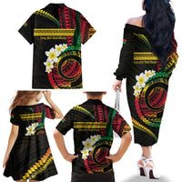 Vanuatu Independence Day Family Matching Off The Shoulder Long Sleeve Dress and Hawaiian Shirt Yumi 45th Hapi Indipendens Dei LT01 - Polynesian Pride