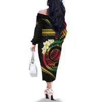 Vanuatu Independence Day Family Matching Off The Shoulder Long Sleeve Dress and Hawaiian Shirt Yumi 45th Hapi Indipendens Dei LT01 - Polynesian Pride