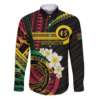 Vanuatu Independence Day Family Matching Off Shoulder Maxi Dress and Hawaiian Shirt Yumi 45th Hapi Indipendens Dei LT01 Dad's Shirt - Long Sleeve Black - Polynesian Pride
