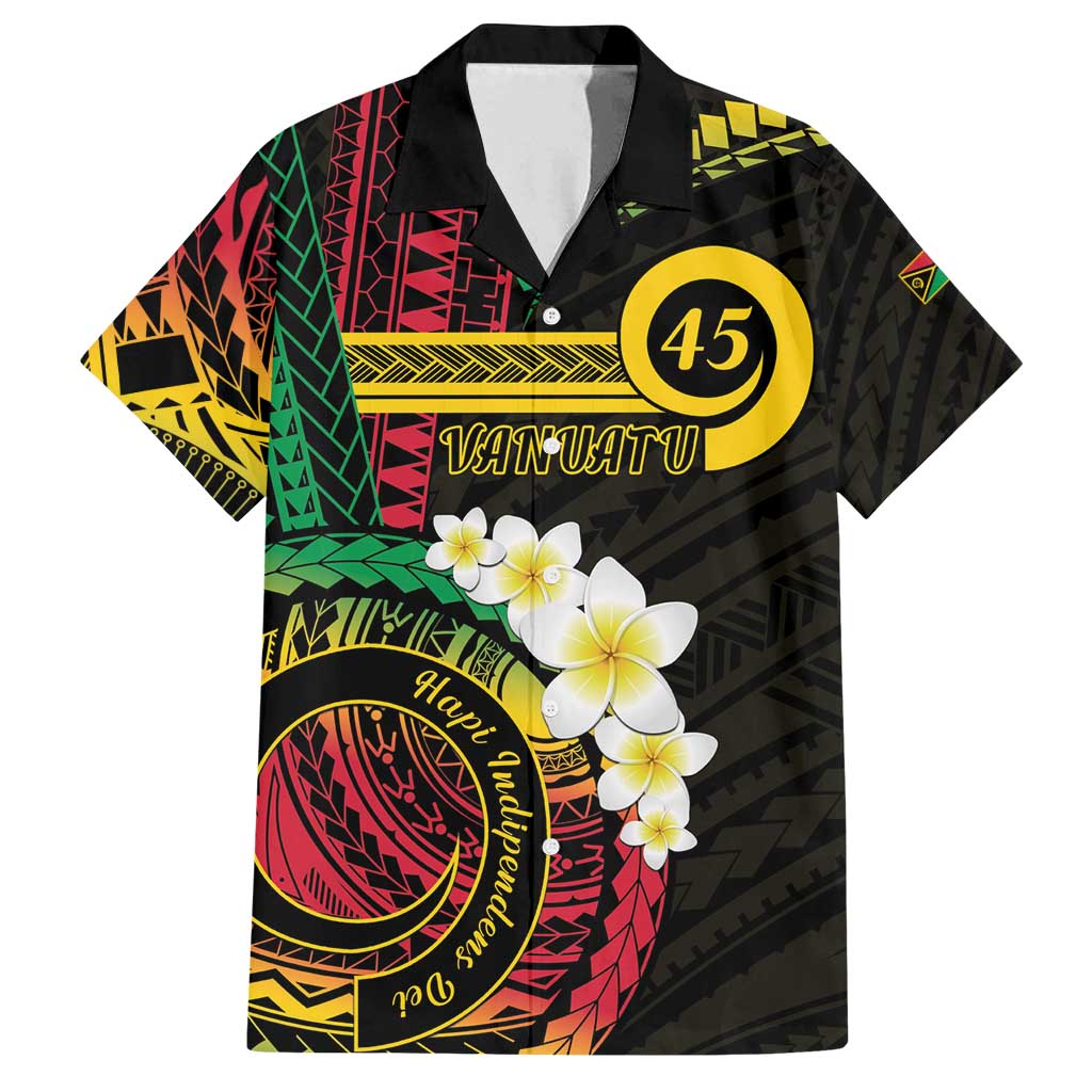 Vanuatu Independence Day Family Matching Summer Maxi Dress and Hawaiian Shirt Yumi 45th Hapi Indipendens Dei LT01 Dad's Shirt - Short Sleeve Black - Polynesian Pride