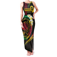 Vanuatu Independence Day Family Matching Tank Maxi Dress and Hawaiian Shirt Yumi 45th Hapi Indipendens Dei LT01 Mom's Dress Black - Polynesian Pride