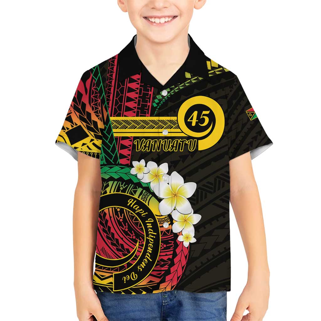 Vanuatu Independence Day Family Matching Tank Maxi Dress and Hawaiian Shirt Yumi 45th Hapi Indipendens Dei LT01 Son's Shirt Black - Polynesian Pride