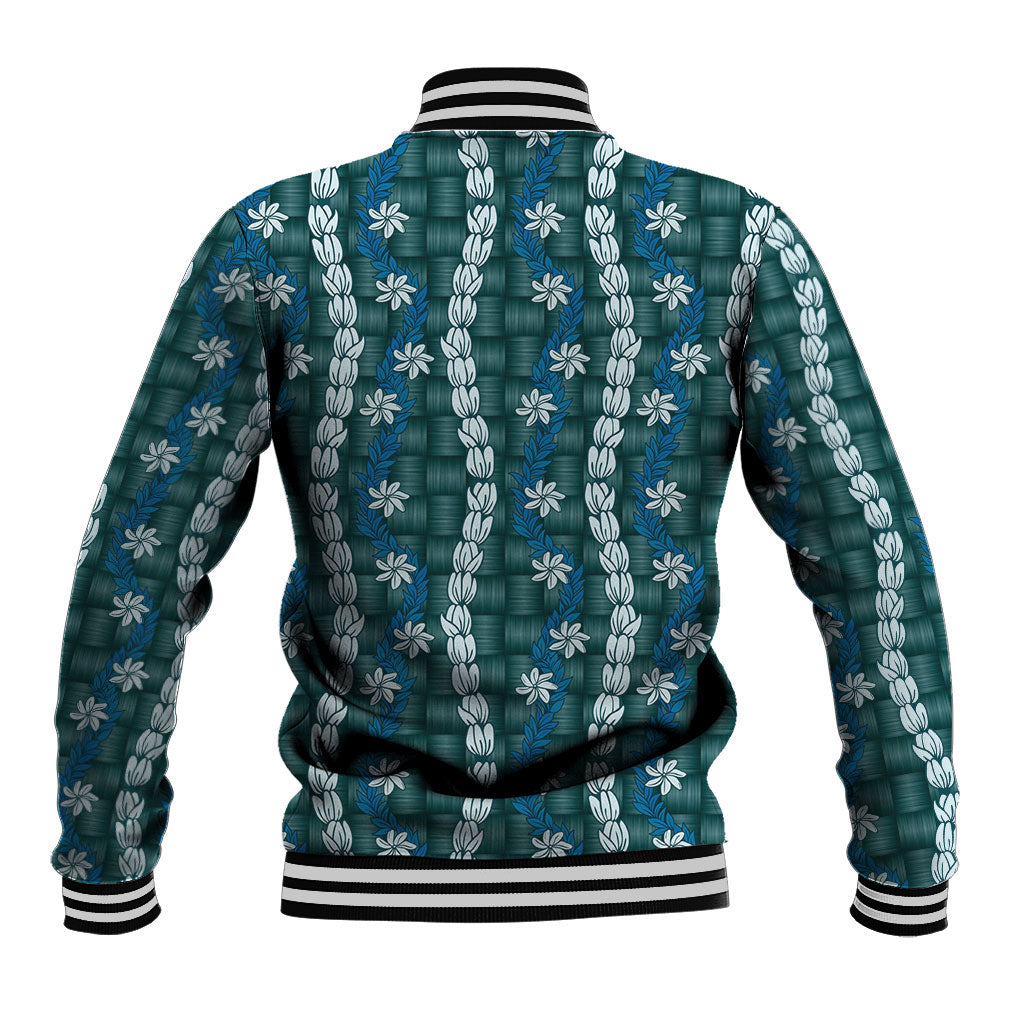 Pikake Maile Tiare Lei Baseball Jacket Polu Lauhala Pattern