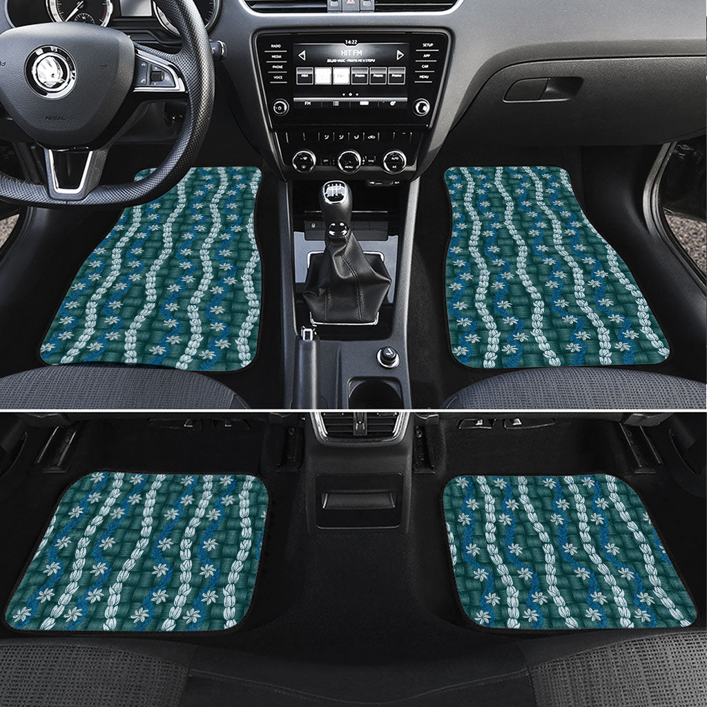 Pikake Maile Tiare Lei Car Mats Polu Lauhala Pattern LT01 Set 4pcs Blue - Polynesian Pride