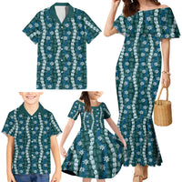 Pikake Maile Tiare Lei Family Matching Mermaid Dress and Hawaiian Shirt Polu Lauhala Pattern LT01 - Polynesian Pride