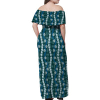 Pikake Maile Tiare Lei Family Matching Off Shoulder Maxi Dress and Hawaiian Shirt Polu Lauhala Pattern LT01 - Polynesian Pride