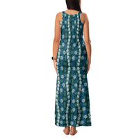 Pikake Maile Tiare Lei Family Matching Tank Maxi Dress and Hawaiian Shirt Polu Lauhala Pattern LT01 - Polynesian Pride
