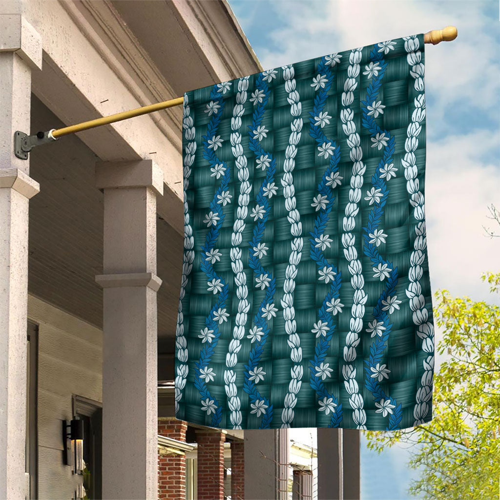 Pikake Maile Tiare Lei Garden Flag Polu Lauhala Pattern LT01 House Flag Blue - Polynesian Pride