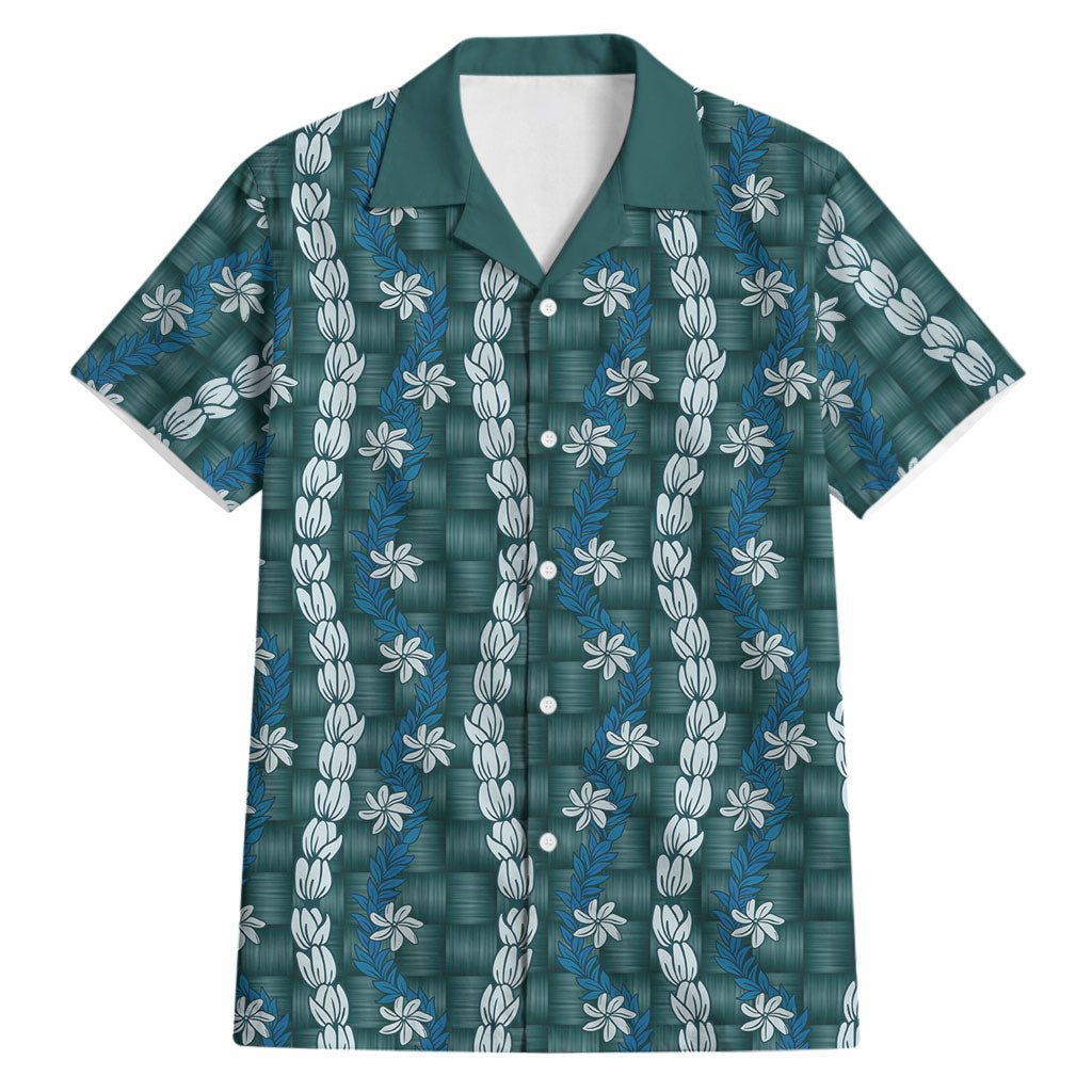 Pikake Maile Tiare Lei Hawaiian Shirt Polu Lauhala Pattern LT01 Blue - Polynesian Pride