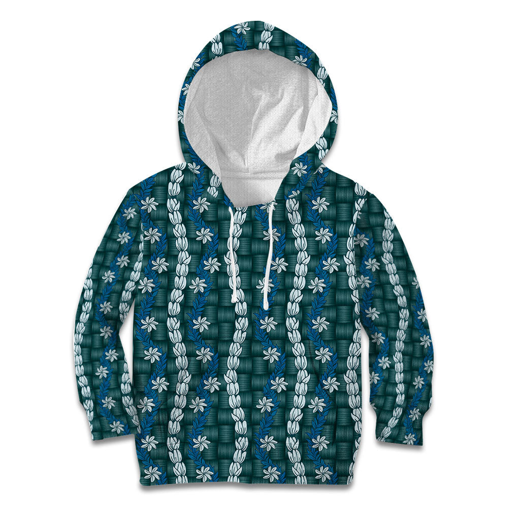 Pikake Maile Tiare Lei Kid Hoodie Polu Lauhala Pattern