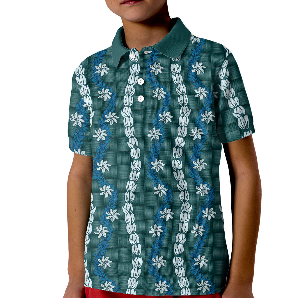 Pikake Maile Tiare Lei Kid Polo Shirt Polu Lauhala Pattern