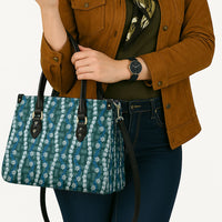 Pikake Maile Tiare Lei Leather Bag Polu Lauhala Pattern