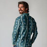 Pikake Maile Tiare Lei Long Sleeve Polo Shirt Polu Lauhala Pattern