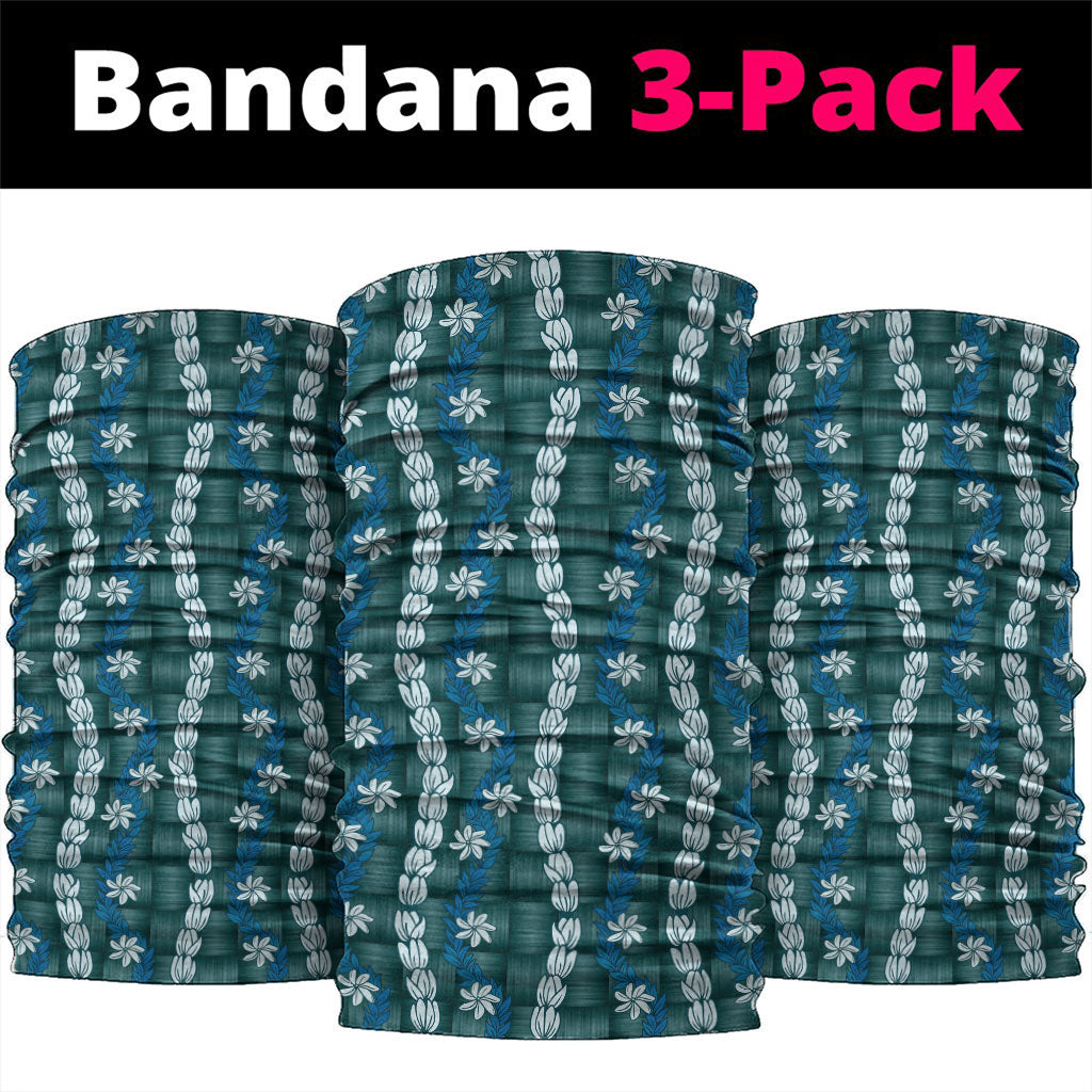 Pikake Maile Tiare Lei Neck Gaiter Polu Lauhala Pattern LT01 package One Size: 25*50cm Blue - Polynesian Pride