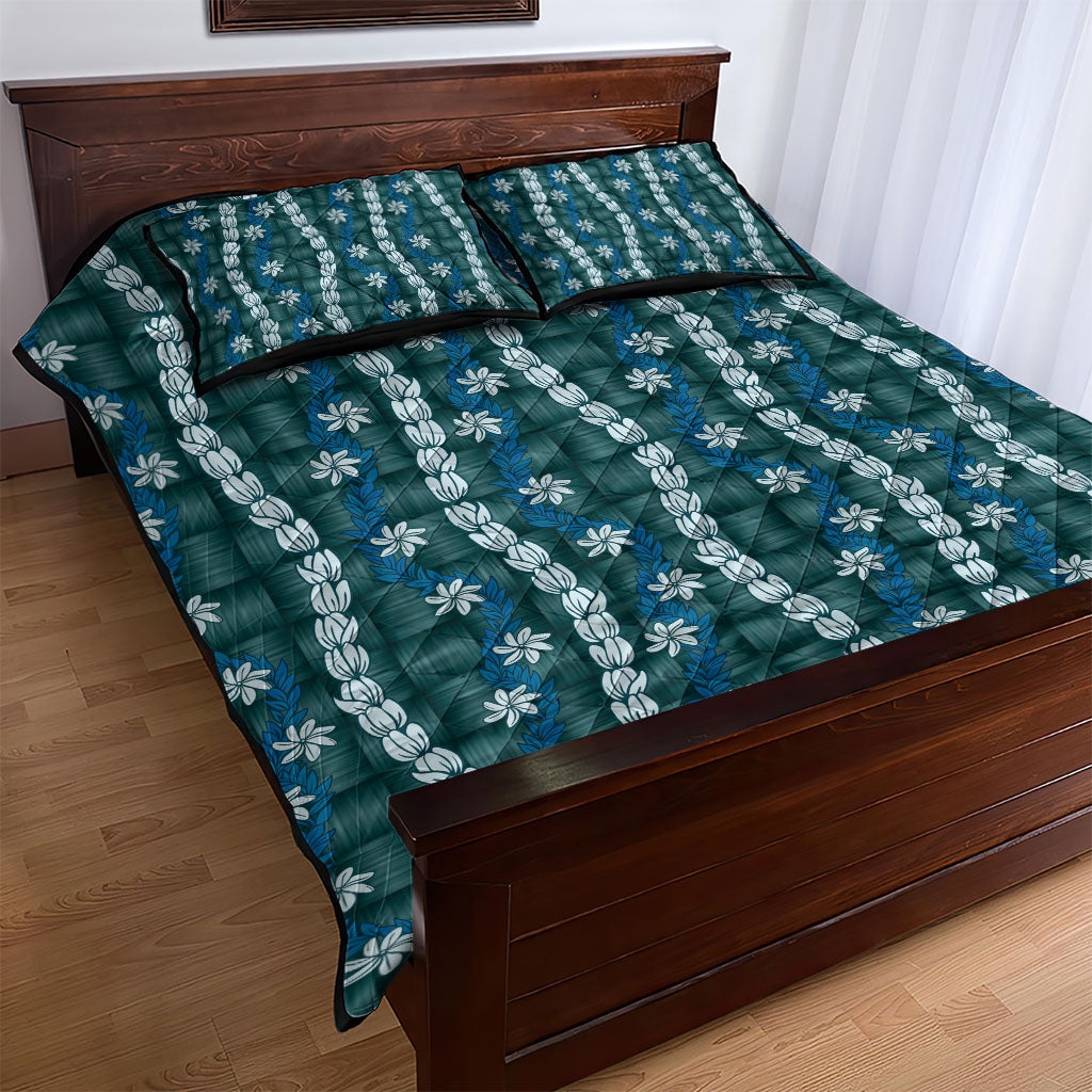 Pikake Maile Tiare Lei Quilt Bed Set Polu Lauhala Pattern