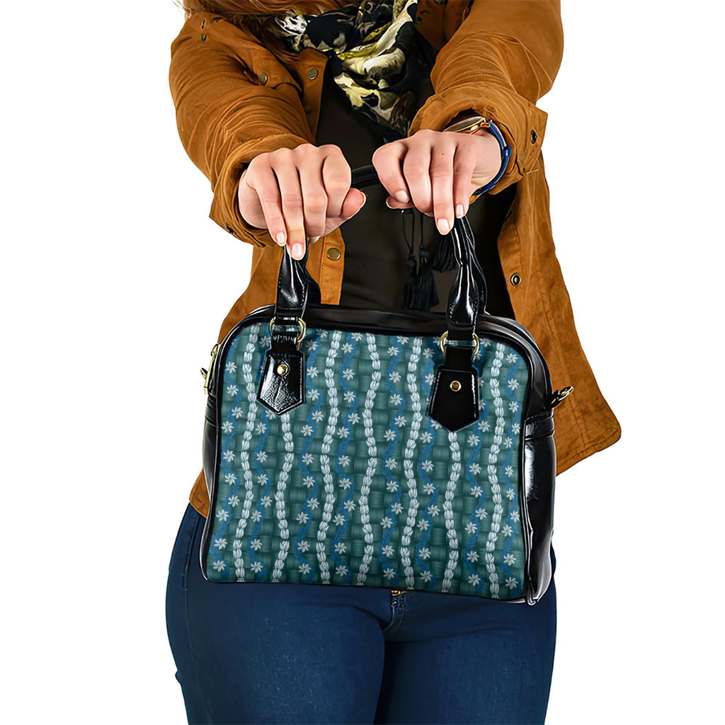 Pikake Maile Tiare Lei Shoulder Handbag Polu Lauhala Pattern LT01 One Size Blue - Polynesian Pride