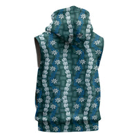 Pikake Maile Tiare Lei Sleeveless Hoodie Polu Lauhala Pattern