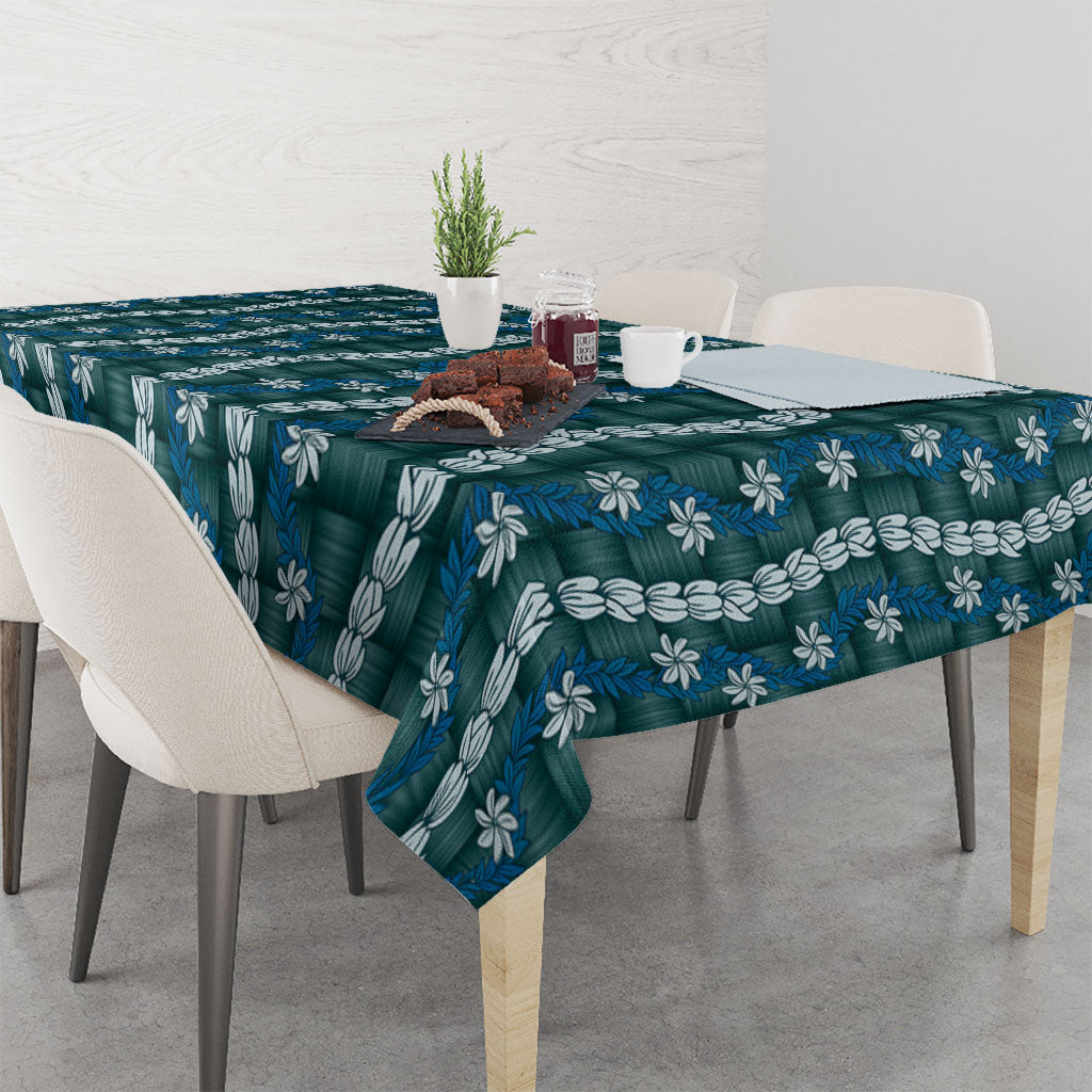Pikake Maile Tiare Lei Tablecloth Polu Lauhala Pattern