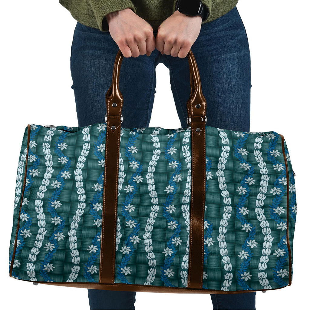 Pikake Maile Tiare Lei Travel Bag Polu Lauhala Pattern LT01 Blue - Polynesian Pride