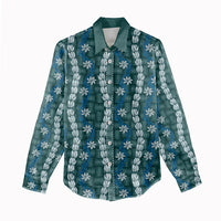 Pikake Maile Tiare Lei Women Casual Shirt Polu Lauhala Pattern LT01 - Polynesian Pride