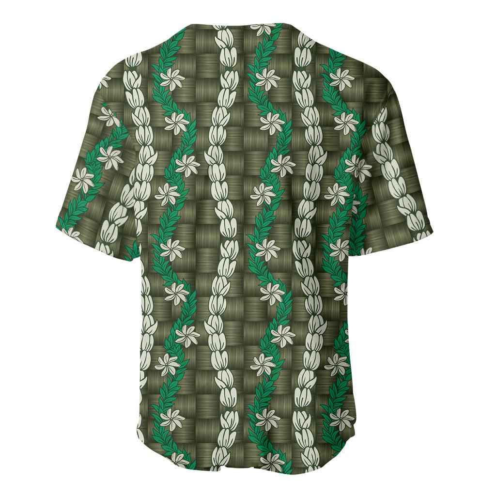 Pikake Maile Tiare Lei Baseball Jersey Omaomao Lauhala Pattern
