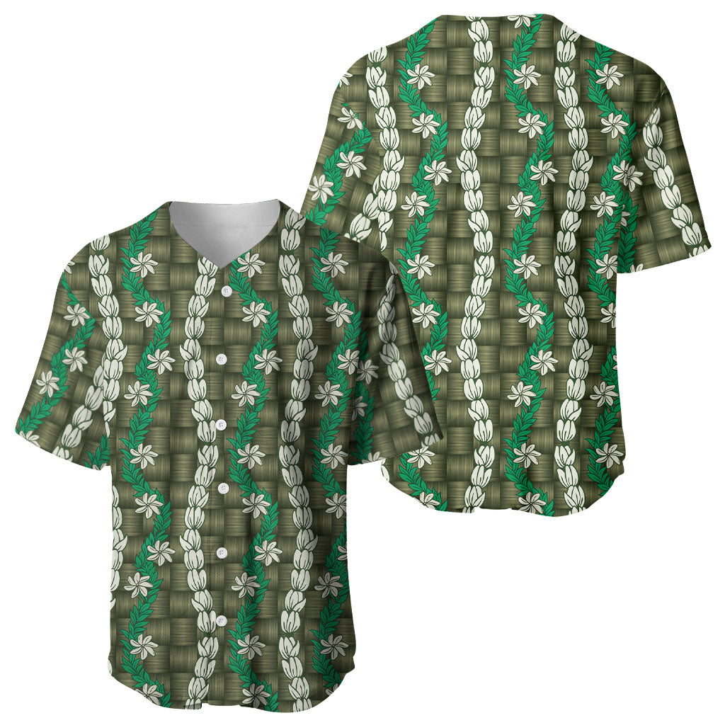 Pikake Maile Tiare Lei Baseball Jersey Omaomao Lauhala Pattern