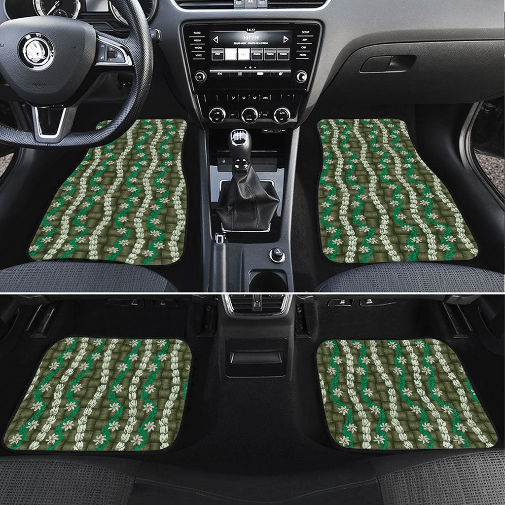 Pikake Maile Tiare Lei Car Mats Omaomao Lauhala Pattern LT01 Set 4pcs Green - Polynesian Pride