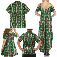 Pikake Maile Tiare Lei Family Matching Summer Maxi Dress and Hawaiian Shirt Omaomao Lauhala Pattern LT01 - Polynesian Pride