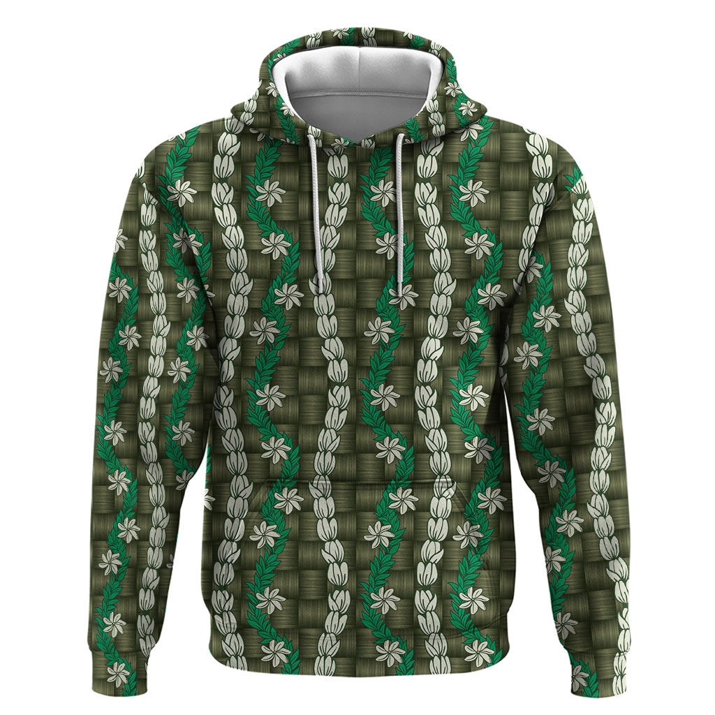 Pikake Maile Tiare Lei Hoodie Omaomao Lauhala Pattern