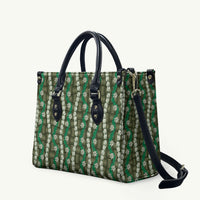 Pikake Maile Tiare Lei Leather Bag Omaomao Lauhala Pattern