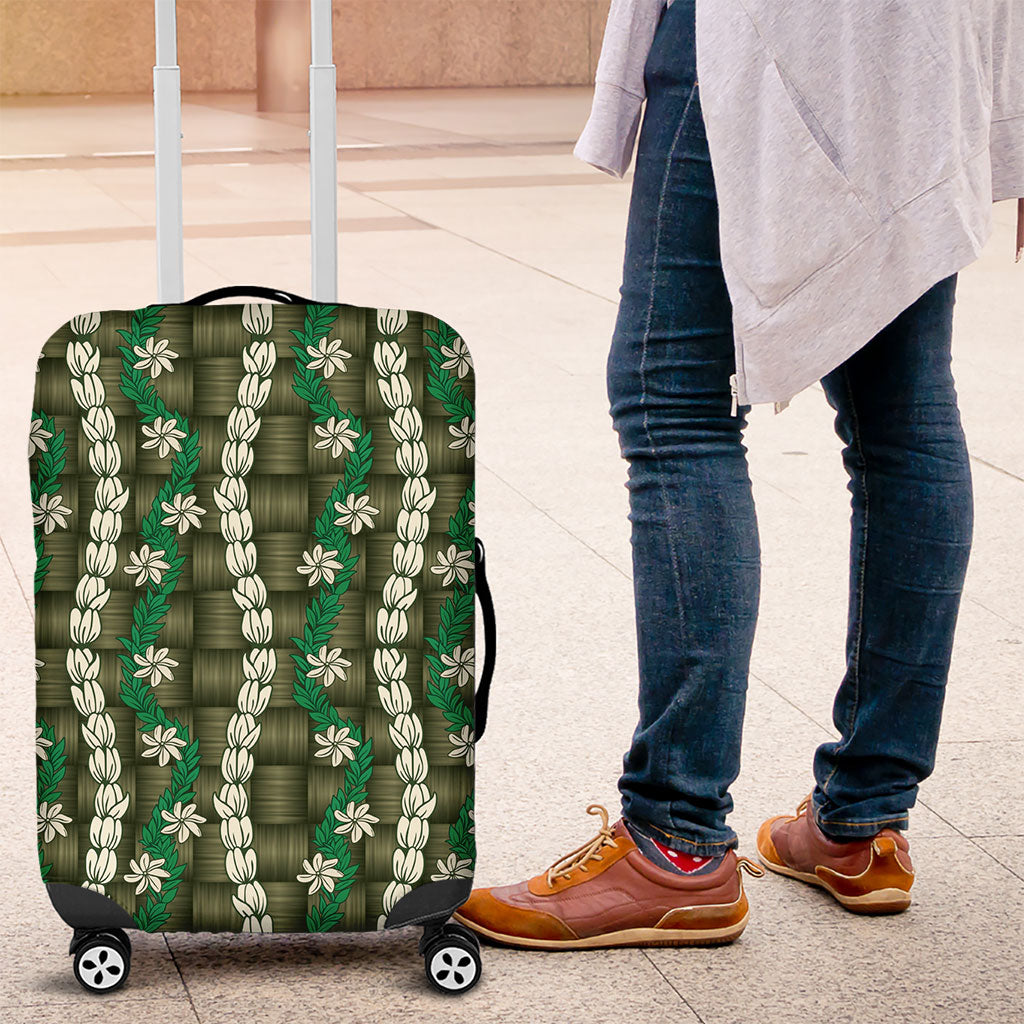 Pikake Maile Tiare Lei Luggage Cover Omaomao Lauhala Pattern LT01 Green - Polynesian Pride