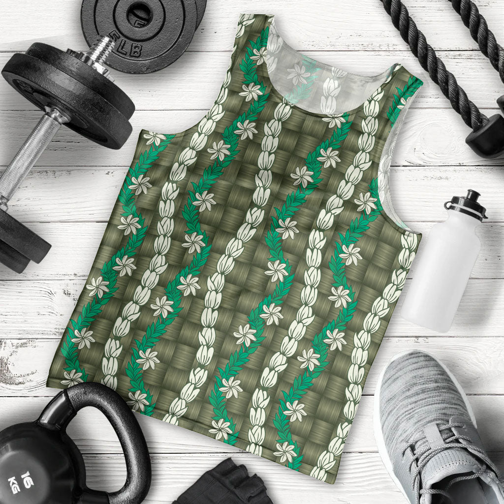 Pikake Maile Tiare Lei Men Tank Top Omaomao Lauhala Pattern