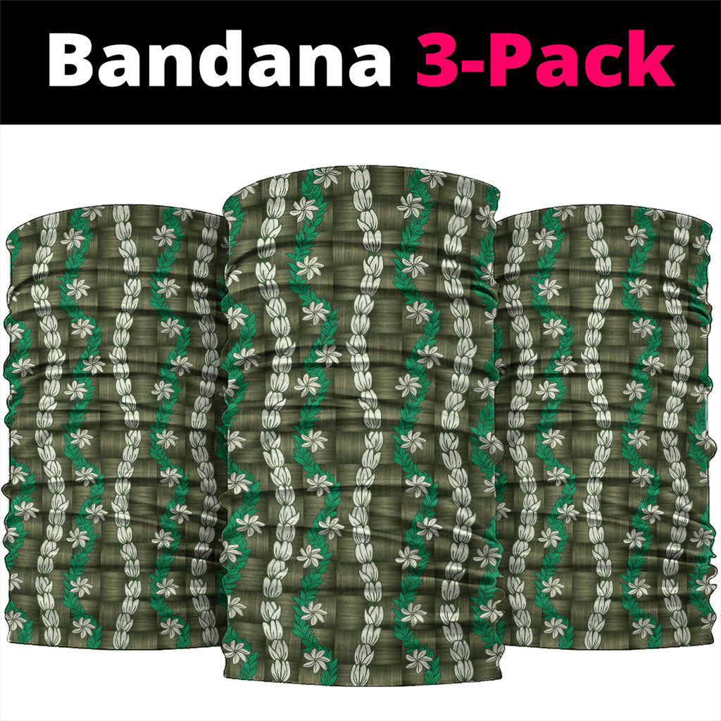 Pikake Maile Tiare Lei Neck Gaiter Omaomao Lauhala Pattern LT01 package One Size: 25*50cm Green - Polynesian Pride