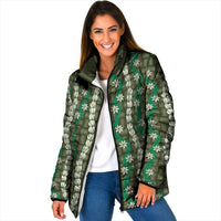Pikake Maile Tiare Lei Padded Jacket Omaomao Lauhala Pattern