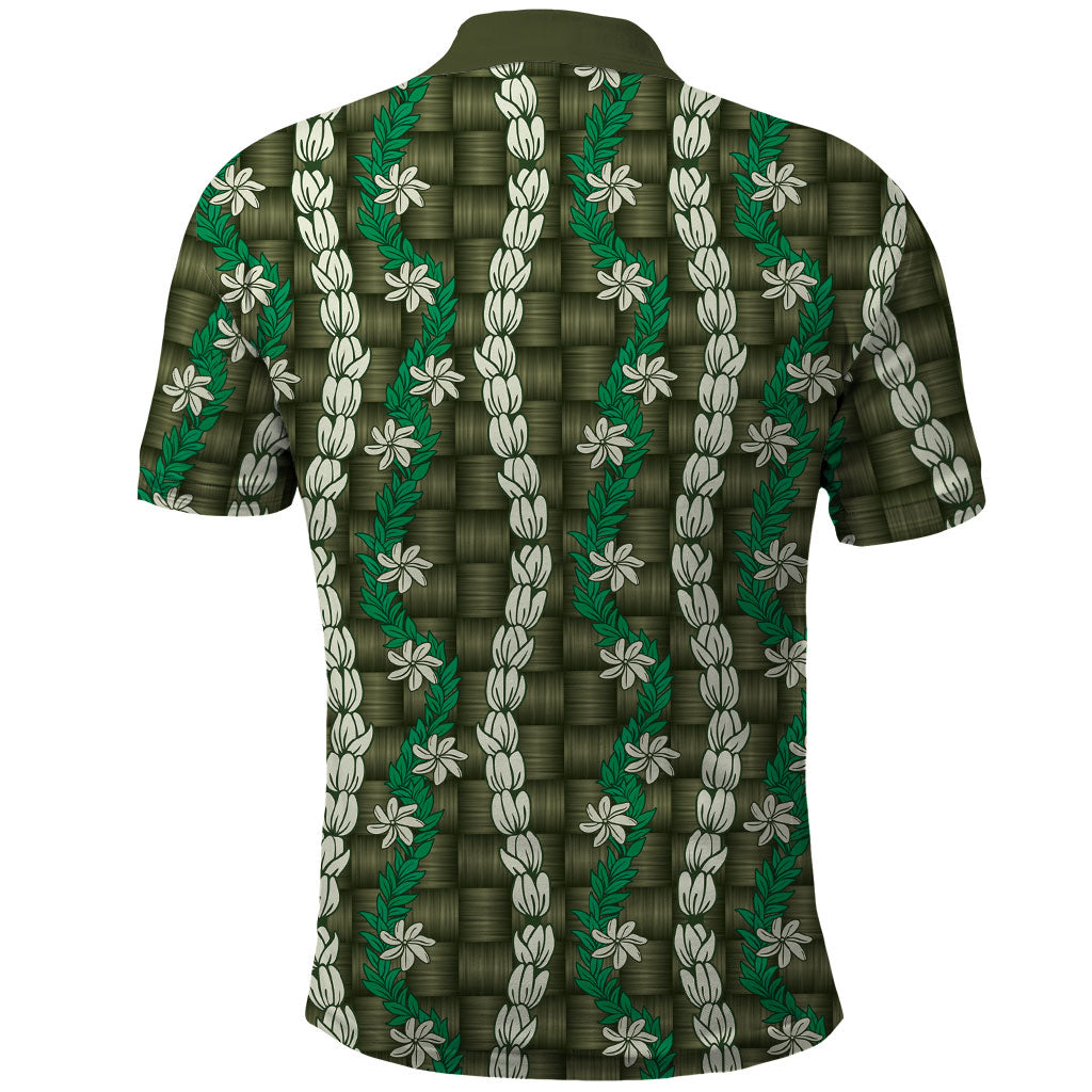 Pikake Maile Tiare Lei Polo Shirt Omaomao Lauhala Pattern