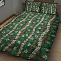 Pikake Maile Tiare Lei Quilt Bed Set Omaomao Lauhala Pattern
