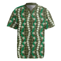 Pikake Maile Tiare Lei Rugby Jersey Omaomao Lauhala Pattern