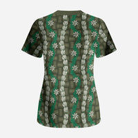 Pikake Maile Tiare Lei Scrub Top Omaomao Lauhala Pattern