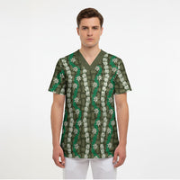 Pikake Maile Tiare Lei Scrub Top Omaomao Lauhala Pattern
