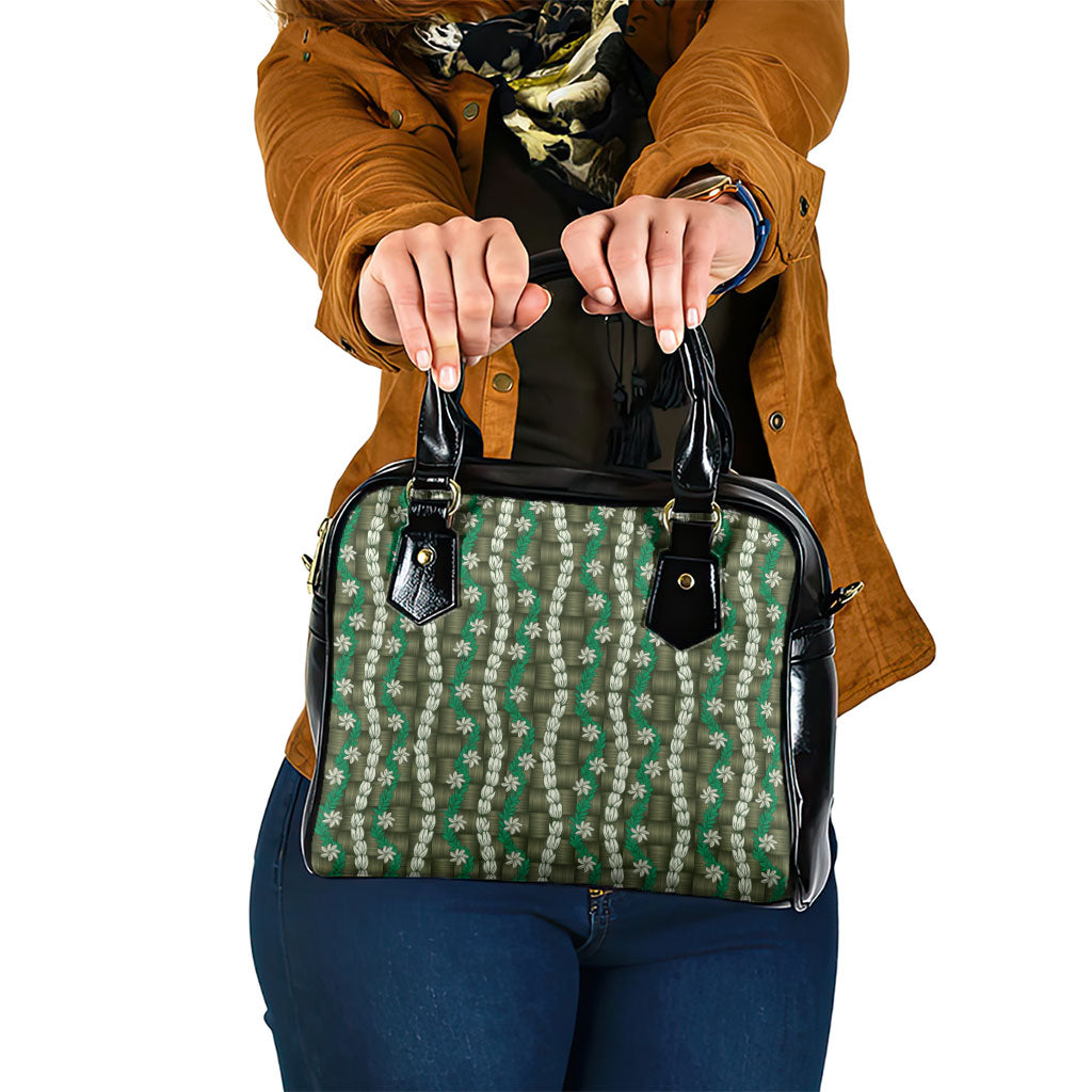 Pikake Maile Tiare Lei Shoulder Handbag Omaomao Lauhala Pattern LT01 One Size Green - Polynesian Pride
