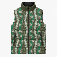 Pikake Maile Tiare Lei Sleeveless Puffer Jacket Omaomao Lauhala Pattern