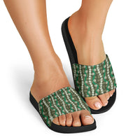 Pikake Maile Tiare Lei Slide Sandals Omaomao Lauhala Pattern
