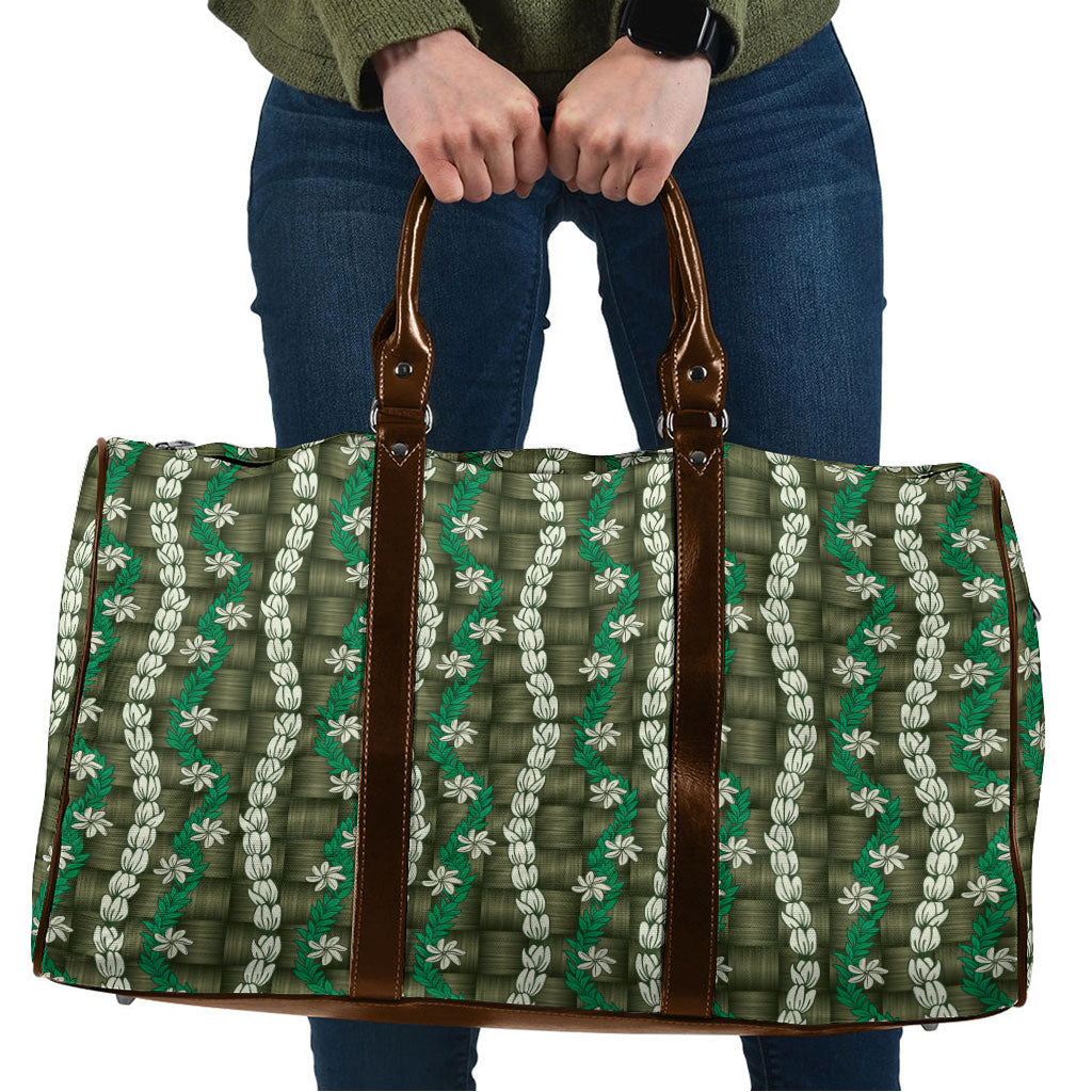 Pikake Maile Tiare Lei Travel Bag Omaomao Lauhala Pattern LT01 Green - Polynesian Pride