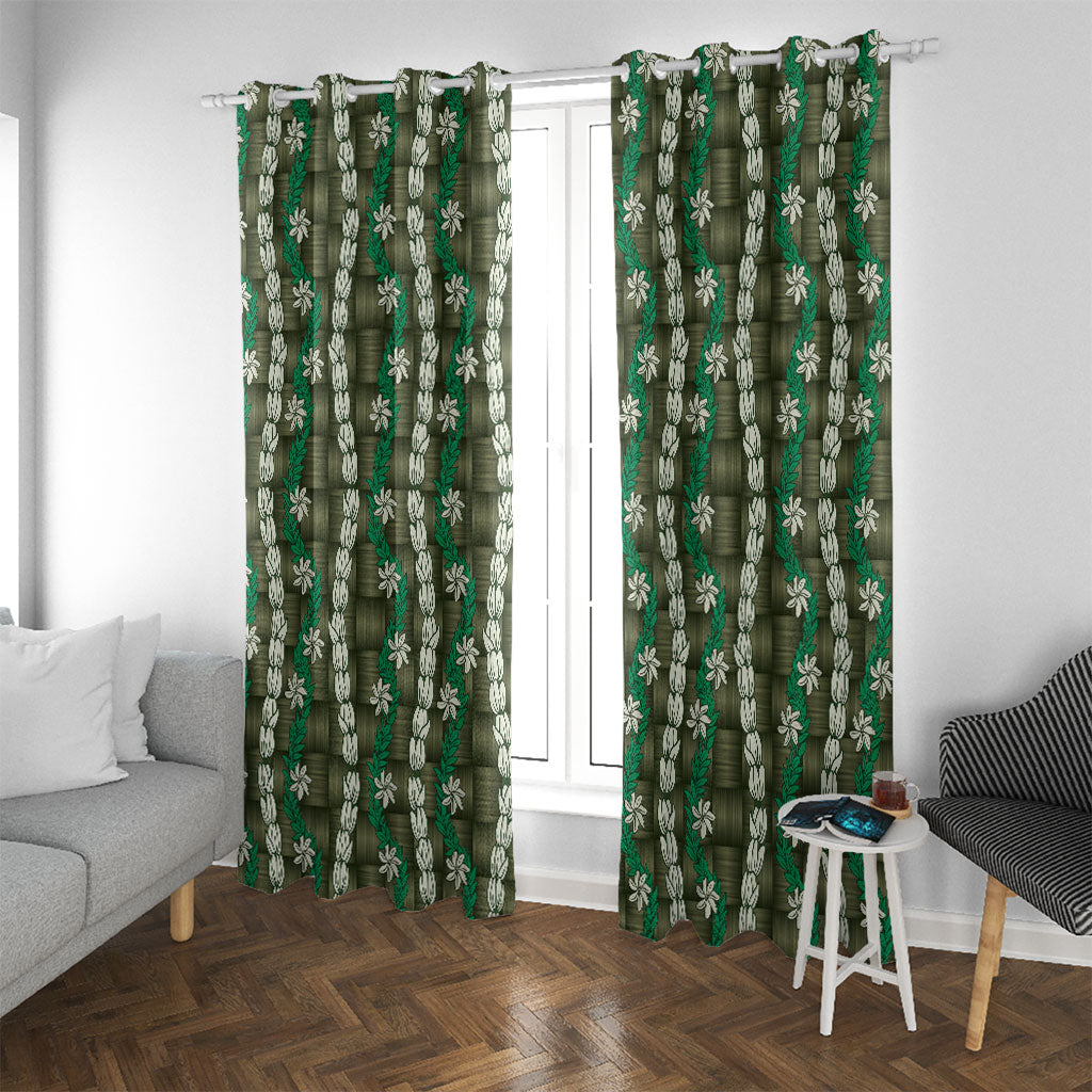Pikake Maile Tiare Lei Window Curtain Omaomao Lauhala Pattern