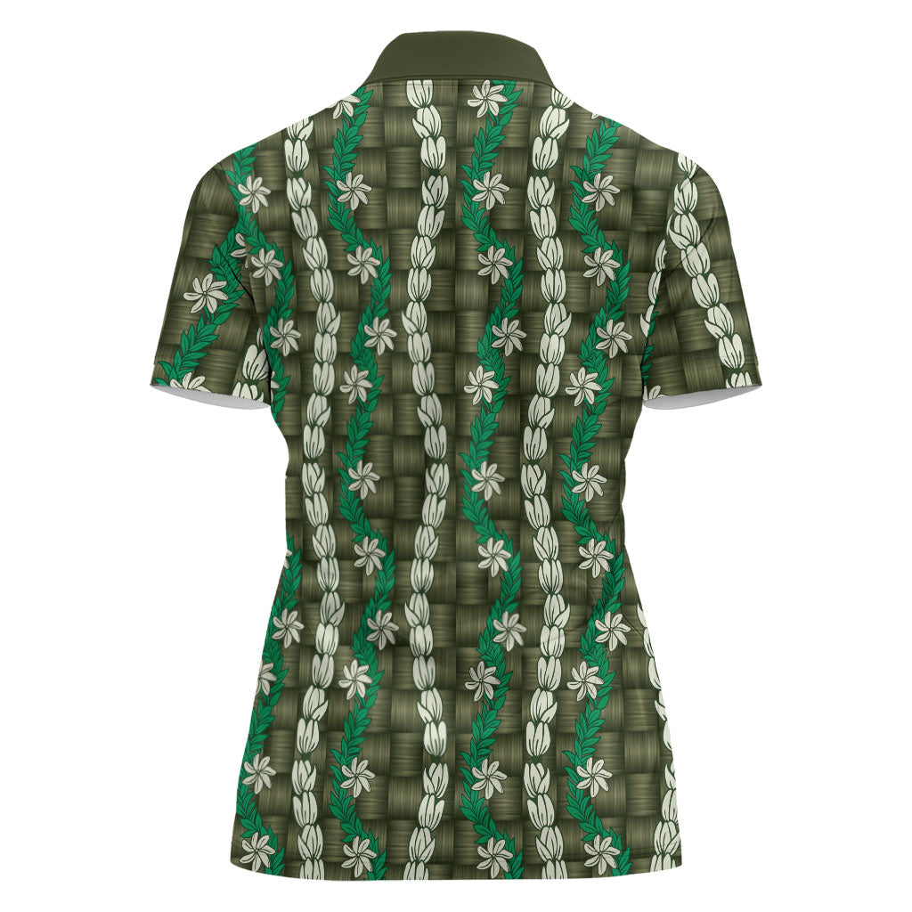 Pikake Maile Tiare Lei Women Polo Shirt Omaomao Lauhala Pattern