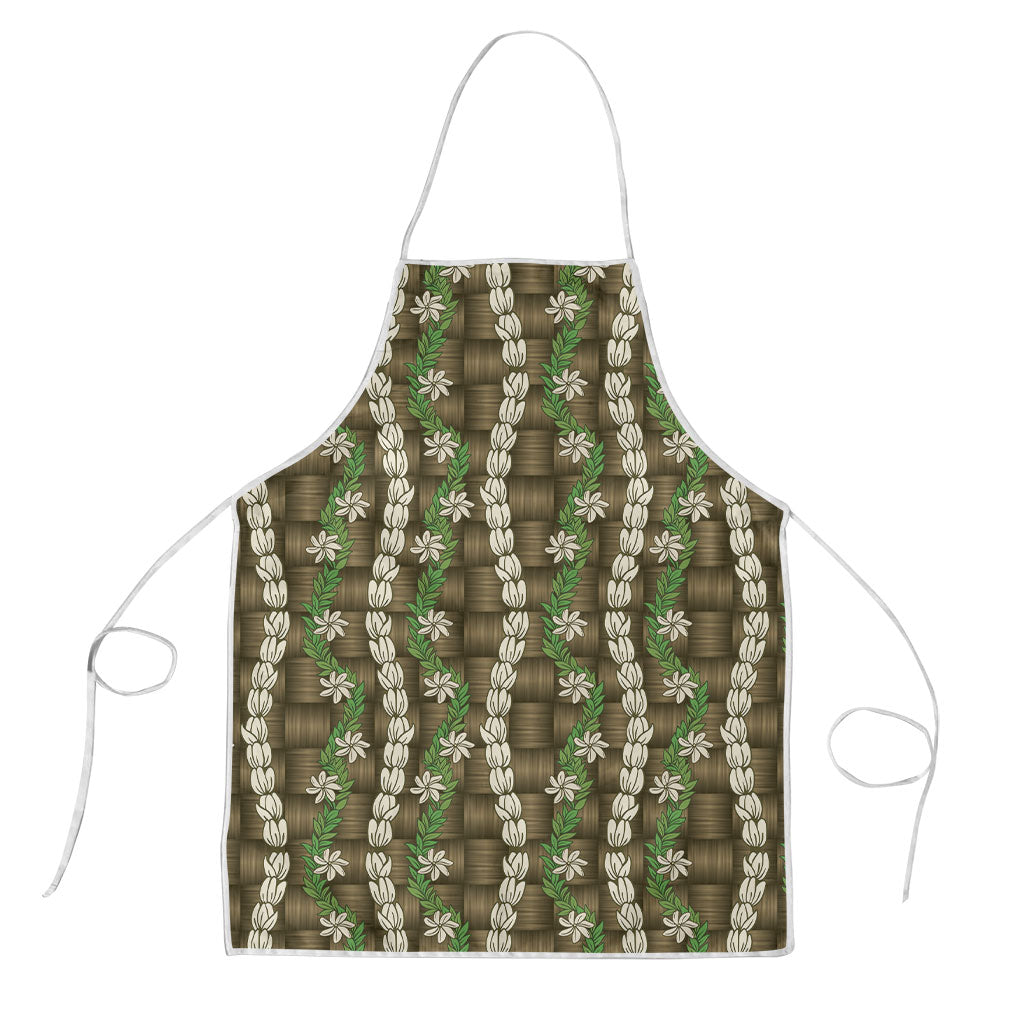 Pikake Maile Tiare Lei Apron Natural Lauhala Pattern