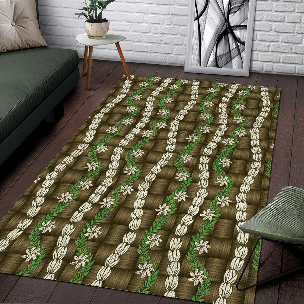 Pikake Maile Tiare Lei Area Rug Natural Lauhala Pattern LT01 Brown - Polynesian Pride