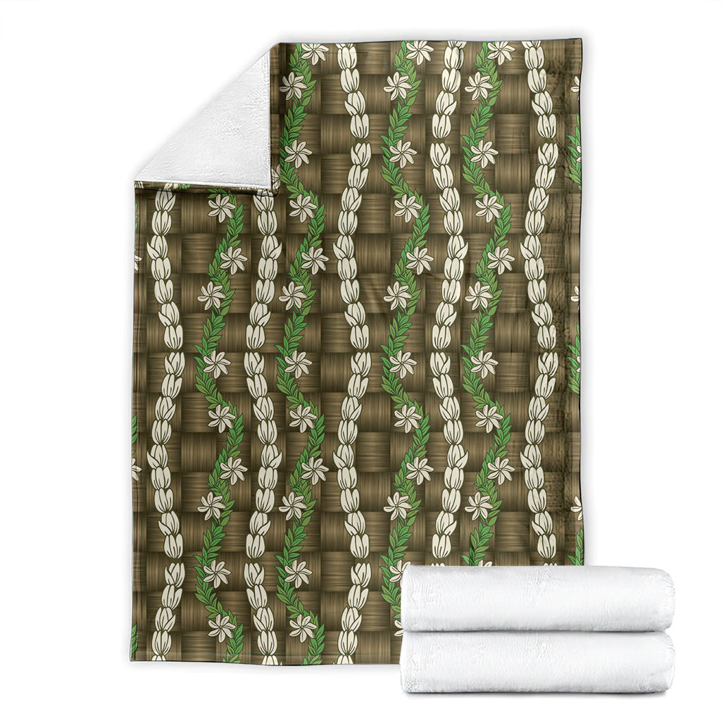 Pikake Maile Tiare Lei Blanket Natural Lauhala Pattern