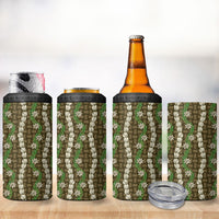 Pikake Maile Tiare Lei 4 in 1 Can Cooler Tumbler Natural Lauhala Pattern LT01 - Polynesian Pride