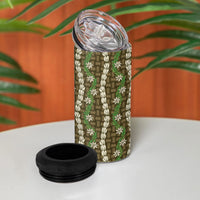 Pikake Maile Tiare Lei 4 in 1 Can Cooler Tumbler Natural Lauhala Pattern LT01 - Polynesian Pride